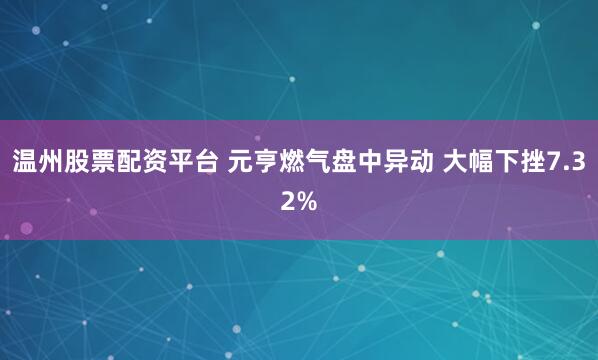 温州股票配资平台 元亨燃气盘中异动 大幅下挫7.32%